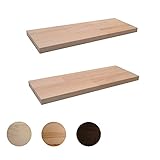 WAND HOLZ® 2er Set Schweberegal aus Massivholz von der Buche, 40x14,5x2cm, 3 Farben, Wandregal Holz, Wandboard Holz, Fotoregal, Schwimmendes Regal, Bilderregal (Buche Natur Hell)