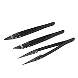 Perezy Schwarzes Set von Keramikpinzette - Antistatisch, Antikorrosion, Antimagnetisch, hoch hitzebestaendig (3 Pakete)