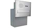 F-04 Edelstahl Mauerdurchwurf Briefkasten mit Klingel & Sprechsieb (Tiefe: 18-27 cm) - LETTERBOX24