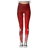 Sonojie Leggings für Damen Hohe Taille Weihnachts Print Leggings Mädchen Leggins Blickdicht Elastische Angenehm Weiche Elastische für Karneval Kostüm Alltag Weihnachten Rollenspiel Party Yog