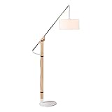 Stehlampe Moderne Arc Stehlampe aus Holz Stehen Pendelleuchte Moderne Wohnzimmer-Lampe mit Leinengewebe Lampshade und schwenkbarem Arm Wand Corner Stehleuchte Stehleuchte/Leselampe Stehlamp