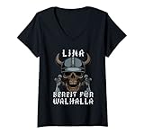 Damen Lina - Bereit für Walhalla - Personalisiert T-Shirt mit V