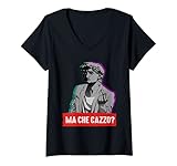Damen David Michelangelo Statue Italien Hand Geste Ma Che Cazzo T-Shirt mit V