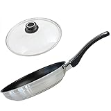 BAF Pfanne Induktion Ø 24 cm mit Deckel (Set) - Flacher Rand - kleine antihaftbeschichtete Bratpfanne aus E