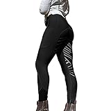 VESNIBA Reithose Reitleggings Damen Mädchen Kinder Elastische Jodhpurhose REIT Tights für Reitschule Reitsport mit Silikonvollbesatz und Handy