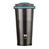 alyf Thermosbecher Leckfestes Reisebecher Edelstahl-Vakuum-isoliertes Becher, 20-Unzen, Kaffeetasse mit Edelstahl-Doppelwand-Isolierung Thermosflasche (Color : Black)