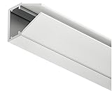 Gedotec Glaskanten-Profil für Glasstärke 4 – 8 mm LED-Aluminium-Profil 2000 mm Profilleisten für LED-Streifen | silber eloxiert | Streuscheibe milchig | 1 Stück - Glas-Beleuchtung für Möbel-Schränk