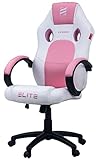ELITE Gaming Stuhl MG100 Exodus - Ergonomischer Bürostuhl - Schreibtischstuhl - Chefsessel - Sessel - Racing Gaming-Stuhl - Gamingstuhl - Drehstuhl - Chair - Kunstleder Sportsitz (Weiß/Pink)