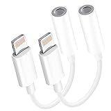 [2er Pack] für iPhone auf 3,5-mm-Buchse Kopfhöreradapter Aux Audio Dongle Kopfhörer-Konverter Plug-and-Play-Adapter Kompatibel für iPhone 12/11 Pro Max X/XS/XR 7/8 Unterstützung für alle iOS-Sy