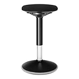 SONGMICS Bürohocker, ergonomischer Arbeitshocker, Sitzhocker, 360° Drehstuhl, höhenverstellbar 50-65 cm, einfache Montage, fürs Büro und Arbeitszimmer, schwarz OSC04B