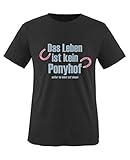 Comedy Shirts - Das Leben ist kein Ponyhof - Mädchen T-Shirt - Schwarz/Eisblau-Rosa Gr. 110/116