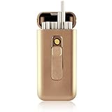 VIY Zigarettenetui mit USB Lighter, Zigarettenbox 20pcs 100mm Slim Zigaretten Portable, Electronic Lighter Rechargeable Windproof Flameless (Rot, Gold, Schwarz),G