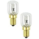 com-four® 2x Backofen-Lampe bis 300° C, warm-weiße Herd-Glühbirne 25W, E14, 230V (02 Stück - 25W goldfarben)