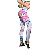 Vectry Damen Hosen Frauen Legging Stretch Yoga Hosen Hohe Taille Bauchkontrolle Strumpfhosen Blumendruck Workout Yoga Gym Jeggings Jogginghose Größe XL