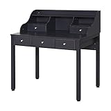 HOMCOM Schreibtisch mit Regal Schublade, Arbeitstisch, Computertisch, Bürotisch, MDF, Dunkelgrau, 100 x 60 x 105