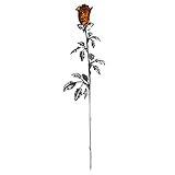 AMBEDORA Eternal Rose 925 Silber Oxidierte Rose Baltischer Bernstein Handgeschnitzt Große Silberrose mit Bernsteinkopf in Cognac Farbe 15