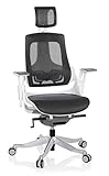 hjh OFFICE 640300 Profi Bürostuhl SPEKTRE Netz Weiß/Grau ergonomischer Drehstuhl mit Verstellbarer Rück