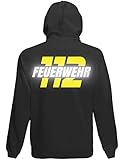 Shirt-Panda Herren Hoodie Feuerwehr 112 - Druck Brust & Rücken Schwarz (Druck Gelb/Reflex) L