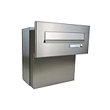 F-04 Mauerdurchwurf Briefkasten komplett aus Edelstahl mit Klingel (Tiefe: 18-27 cm) - LETTERBOX24