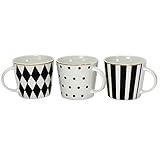 3er Set Porzellan Becher SCHWARZ weiß Service Geschirr Goldrand Kaffee Tasse Mug