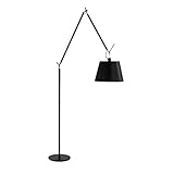 YASEking Japanische Designer Doppel Kipphebel Tuch-Kunst- Leselampe Einfacher moderner Wohnzimmer- Lampe Studie Langer Pol Verstellbare Stehleuchte (Lampshade Color : Black S)
