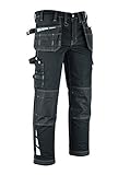 MS9 Herren Arbeitshose Cargo Combat Holster Taschen Taktische Arbeitshose Arbeitshose Jeans Gr. 32 W / 32 L, Schw