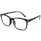 DOOViC Blaulichtfilter Lesebrille 2,0 - Blau/Eckig Rahmen Große Gläser Computerbrille Brille mit Sehstärke für Herren/D