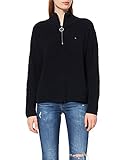 Tommy Hilfiger Damen Hayana Zip Up High-nk Sweater Pullover, Desert Sky, M