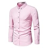 DOMBX Herren Langarmshirts Langarm Kent-Kragen Einfarbig Regular Fit T-Shirt Business Arbeits Shirts Hemd mit Knopfleiste Männer Herbst Winter Casual Basic Baumwolle Bequemer F