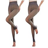 2 Stücke Plüschstrümpfe Damen Strumpfhose Thermo Leggings Hose Beine abnehmen Gefälschte Durchscheinende Verdickte Winter Warme Fleece Gefüttert Schlanke Dehnbare Thermoleggins Stiefel H
