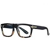 MAOXING Retro Square Anti-Blue Gewöhnliche Brille, Fashion Frame Brille, C3Black-Leop