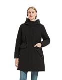 Damen Daunenmantel Parka Winterjacke Kapuze Warm Tuch, Schwarz , 46