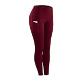 YUPENG Damen Yoga Hose Hohe Taille Sport Leggings Lange Blickdichte Strumpfhosen mit Handytasche Freizeit Joggen Fitness Gym Workout Trainingshose 3XL