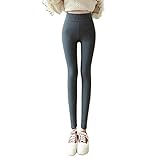 RICHBA High Waist Stretchy Thick Cashmere Leggings Sherpa Fleece Lined Leggings for Women Plush Warm Thermal Pants, grau, XXL