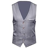 YUANYUAN520 Herrenweste in Übergröße, klassisch, formell, einfarbig, einfarbig, Business-Weste, ärmellos, Farbe: Grau, Größe: 6XL