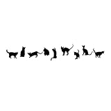 VORCOOL Katzen Wandtattoo Wandaufkleber Kunst Abziehbild Tapeten für Kinderzimmer Schlafzimmer Wohnzimmer 57 x 30 cm (schwarz)