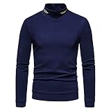 T-Shirt Herbst Winter Mode Weizenähren Stickerei Druck Hoher Kragen Herren Langarm Modern Slim Fit Stretch Herren Freizeithemden Täglich All-Match Herren Base S