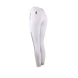 QHP Reithose Coco Voll Grip Damenreithose mit farbigen Akzenten und Strass (Midnight White, 36)