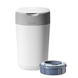 Tommee Tippee Windeleimer Twist & Click Sangenic Tec, Geruchsdichtes Windelentsorgungssystem, Inklusive 1x Nachfüllkassette, Weiß
