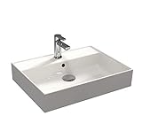 Aqua Bagno | Waschbecken 60 im modernen Loft Air Design | Eckig | Wand-Waschbecken | Möbelwaschtisch | Waschtisch aus Keramik | Weiß | 605 x 465 x 130