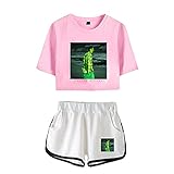 AHDSJDG Justin Bieber Sommer Damen Süß und sexy T-Shirt Kurze Hose Casual Sport Short Set T Shirts und Shorts Outfits Cosplay Lässige Zweiteilige Sportbekleidung Zweiteiliger Pyjama Weib