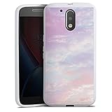 DeinDesign Silikon Hülle kompatibel mit Motorola Moto G4 Case weiß Handyhülle Wolken Lila N