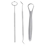 Blisstaar 3er Zahnpflegeset, Edelstahl Zahnsteinentferner, Mundspiegel, Zungenschaber, Reinigung Plaque Sonde Dental S