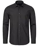 Indumentum Herren Hemd Businesshemd Hemden Langarm Business Hemd Regular Fit Herrenhemd Basic Bügelfrei Männer Hemd Shirt Elegant H-271 Schwarz 2XL