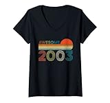 Damen Awesome Since 2003 19 Jahre Geschenk 19. Geburtstag Mann T-Shirt mit V