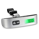 Digitale Kofferwaage, 110lb 50kg Hängewaage Gepäckwaage Fischwaagen Fishing Scale Handwaage Mit Temperatursensor Und Tarierung Lcd-Display Digitalwaage Tara-Funktion Für R