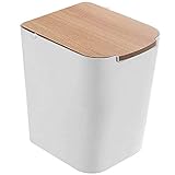 XYECPRG Badezimmer-Bin, Umwelt Trash Can Haushalts Trash Can Press Vorratsbehälter mit Deckel Abfalleimer Küche Badezimmer Trash Can Weiß