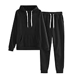 Trainingsanzüge Damen Hooded Sweatshirt Sweathose Sportswear-Sets Kapuzenpullover Hose Jogginganzug Sportanzug Sportbekleidung für Sport Running Jogging Fitness Yoga, Schwarz, M