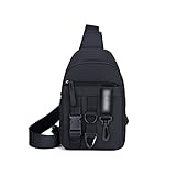 Kfhfhsdgsaxb Brusttasche Herren, Männer kleine Brust Sling Tasche Reisen Wandern Feste Männchen Oxford Outdoor Brusttasche 26 * 18 * 5 cm (Color : Black)