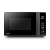 Toshiba MV-AM20T(BK) Mikrowelle/Solo-Mikrowelle/ 20 L/ 800 W/ 5 Leistungsstufen/ 12 Automatikprogramme/Emaille Innenraum/einfach zu reinigen/Auftaufunktion/Glasdrehteller (24,5 cm) /Schw